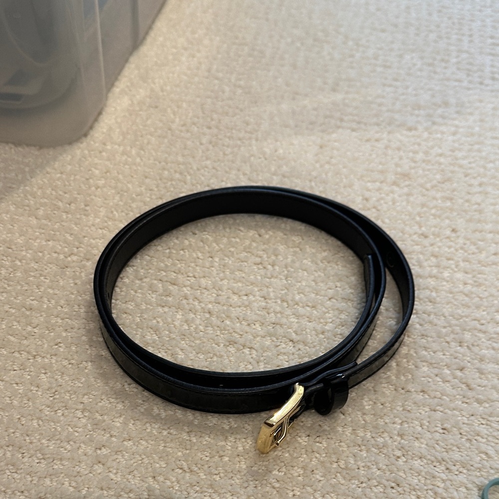 J. Crew Black Belt with Gold Buckle